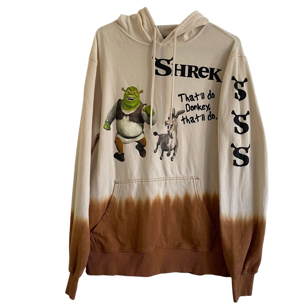 Shrek Dreamworks Men's 'That'll do donkey' Hoodie'‎ Beige Size M 38/40 Fleece
